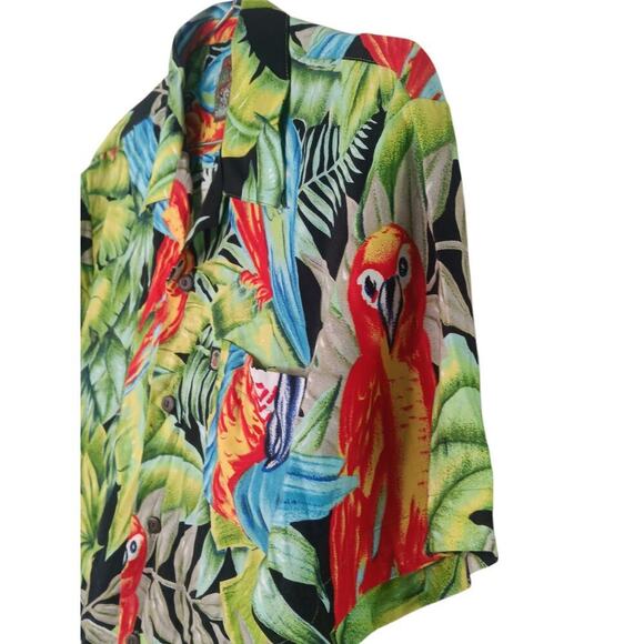 Pineapple Connection Hawaiian Shirt Mens Large Parrot Tropical Rayon Aloha Luau - Picture 6 of 12